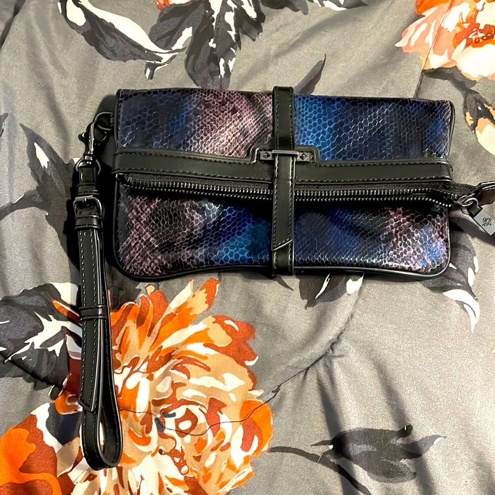 Faux snake skin wristlet